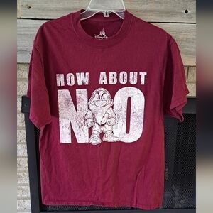 Disney Parks Grumpy Size Large How About No Maroon Red Short Sleeve T-shirt